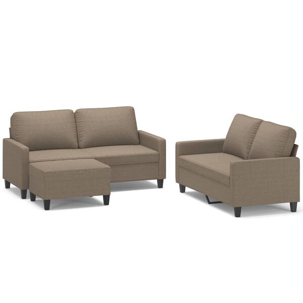 vidaXL 3-częściowy komplet wypoczynkowy z poduszkami, taupe, tkanina