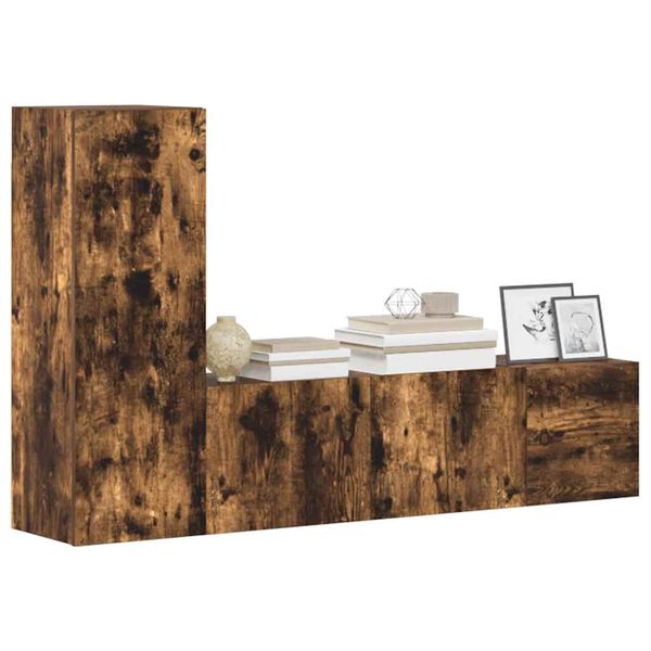 vidaXL Zestaw 3 szafek TV, przydymiony dąb, materiał drewnopochodny