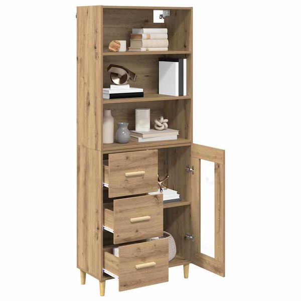 vidaXL Highboard z szufladą Dąb rzemieślniczy 69,5 x 34 x 180 cm