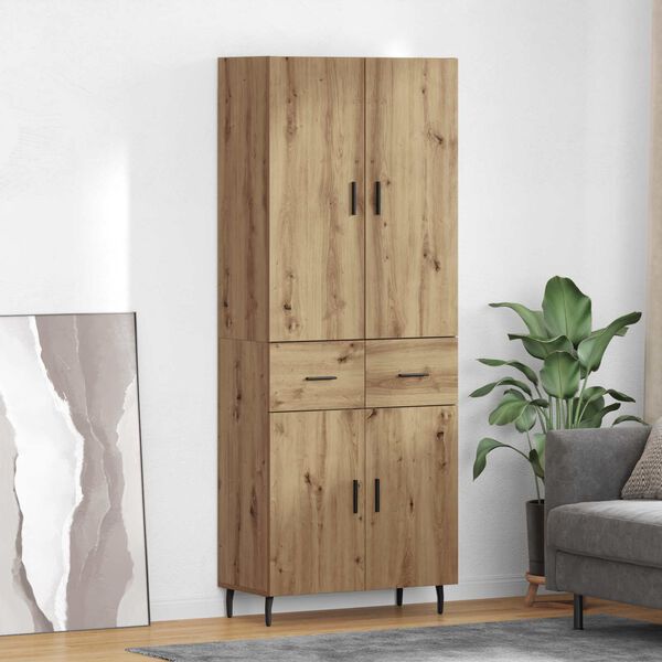 vidaXL Highboard 2 pcs Dąb rzemieślniczy Drewno inżynieryjne i szkło