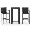 vidaXL 3-cz. zestaw mebli barowych z podłokietnikami, czarny rattan PE
