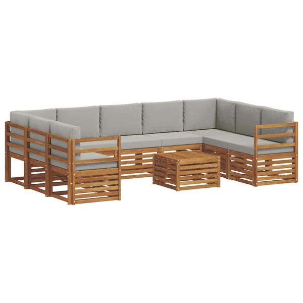 vidaXL Zestawy sof 10 pcs Naturalny i Jasny Szary Lite Drewno Akacji