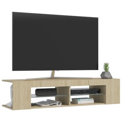vidaXL Szafka TV z oświetleniem LED, dąb sonoma, 135x39x30 cm