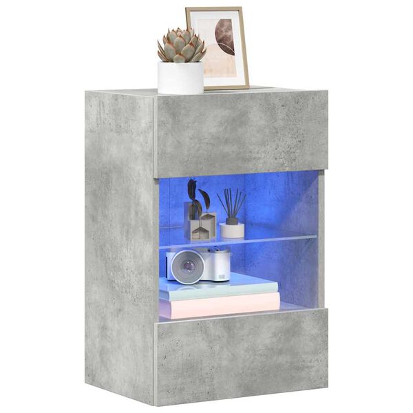 vidaXL Szafki wiszące z oświetleniem LED do telewizora, 2 szt., szarość betonu, 40x30x60,5 cm