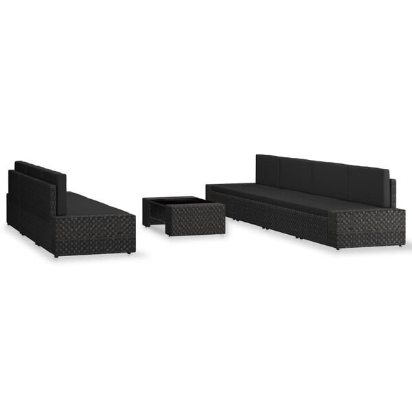 vidaXL 8-cz. zestaw wypoczynkowy do ogrodu, rattan PE, czarny