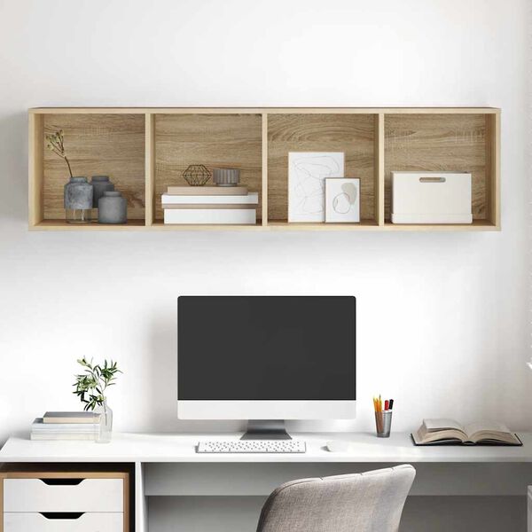 vidaXL Wisząca szafka TV, dąb sonoma, 37x37x142,5 cm