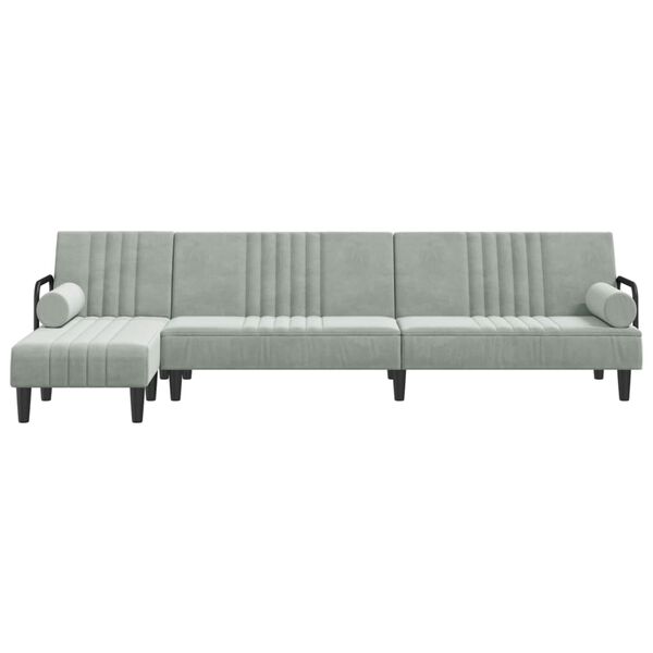 vidaXL Sofa rozkładana L, jasnoszara, 260x140x70 cm, aksamit