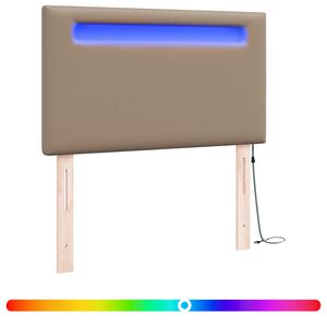 vidaXL Wezgłowie LED Cappuccino 90 cm Sk&oacute;ra ekologiczna