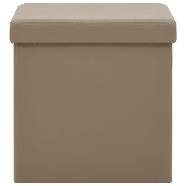 vidaXL Składany stołek ze schowkiem, kolor cappuccino, PVC