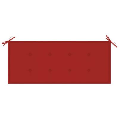 vidaXL Ławka Batavia z czerwoną poduszką, 120 cm, lite drewno tekowe