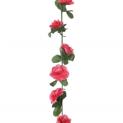 vidaXL Sztuczne girlandy kwiatowe, 6 szt, wiosenny czerwony róż, 250cm