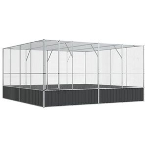 vidaXL Woliera, srebrna, 418x414x212 cm, stal