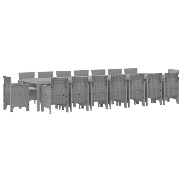 vidaXL Zestaw do jadalni ogrodowej z poduszkami 17 pcs Jasnoszary PP