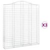 vidaXL Kosze gabionowe, 3 szt, 200x30x220/240 cm, galwanizowane żelazo