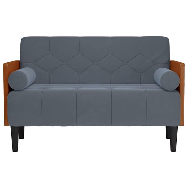vidaXL Sofa dwuosobowa z poduszkami wałkowymi Ciemnoszara 110 cm