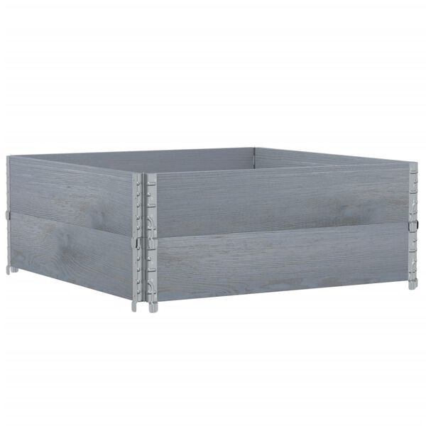 vidaXL Nadstawki paletowe, 2 szt., szare, 100x100 cm, drewno sosnowe