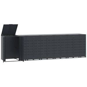 vidaXL Obudowa na 6 koszy na śmieci, antracytowa, 414x79x117 cm