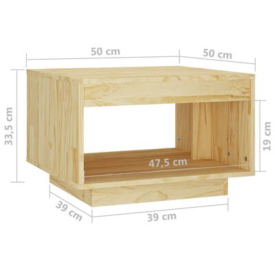 vidaXL Stolik kawowy, 50x50x33,5 cm, lite drewno sosnowe