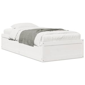 vidaXL Rama ł&oacute;żka bez materaca, biała, 75x190 cm, lite drewno sosnowe