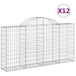 vidaXL Kosze gabionowe, 12 szt, 200x30x100/120cm, galwanizowane żelazo