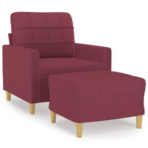 vidaXL Fotel z podn&oacute;żkiem, winna czerwień, 60 cm, obity tkaniną