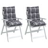 vidaXL Poduszki na krzesła z niskim oparciem, 2 szt., w szarą kratę