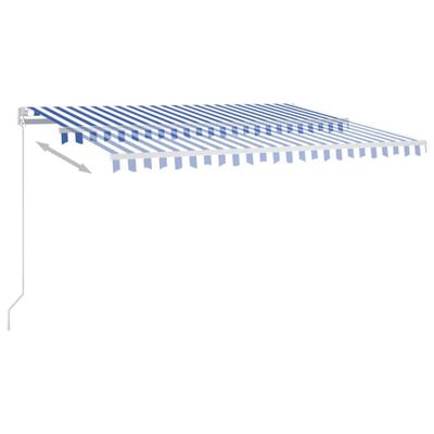 vidaXL Ręcznie zwijana markiza z LED, 400 x 350 cm, niebiesko-biała