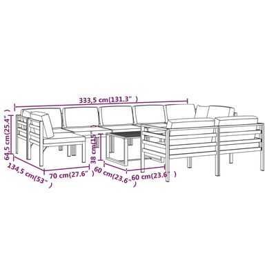 vidaXL 10-cz. zestaw mebli ogrodowych, poduszki, aluminium, antracyt