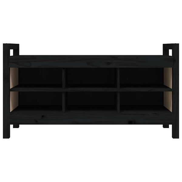 vidaXL Ławka do przedpokoju, czarna, 110x40x60 cm, lite drewno sosnowe