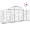 vidaXL Kosze gabionowe, 20 szt, 200x30x80/100 cm, galwanizowane żelazo