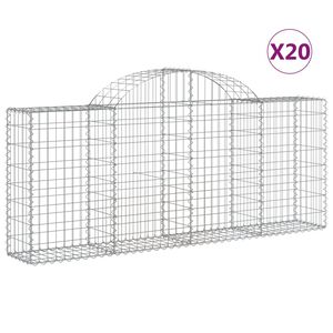 vidaXL Kosze gabionowe, 20 szt, 200x30x80/100 cm, galwanizowane żelazo