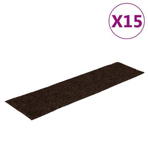 vidaXL Maty na schody samoprzylepne 15 szt. 76x20 cm Brązowe prostokątne