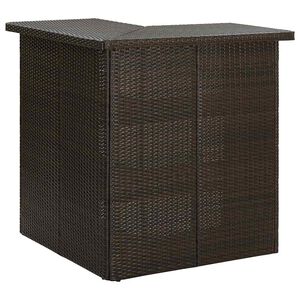 vidaXL Narożny stolik barowy, brązowy, 100x50x105 cm, rattan PE