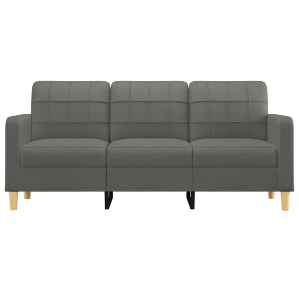 vidaXL Sofa 3-osobowa, ciemnoszara, 180 cm, tapicerowana tkaniną
