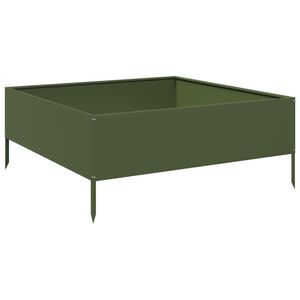 vidaXL Podwyższona donica, oliwkowa, 100x100x41 cm, stal