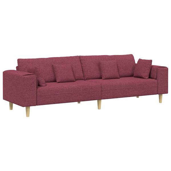 vidaXL Sofa z poduszką Czerwone wino 250 x 77 x 76 cm tkanina