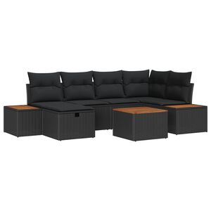 vidaXL Zestaw Sof na Ogr&oacute;d 7 pcs Czarny 55 x 62 x 69 cm Polirattan