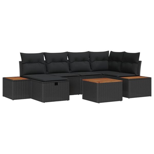 vidaXL Zestaw Sof na Ogr&oacute;d 7 pcs Czarny 55 x 62 x 69 cm Polirattan