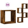 vidaXL P&oacute;łki ścienne z p&oacute;łką 4 pcs Dąb wędzony 26 x 15 x 26 cm