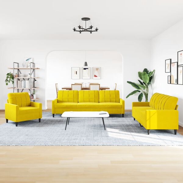 vidaXL 4-cz. komplet wypoczynkowy z poduszkami, ż&oacute;łty, aksamit