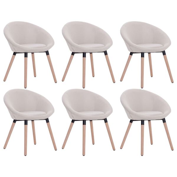 vidaXL Krzesła stołowe, 6 szt., kremowe, tapicerowane tkaniną