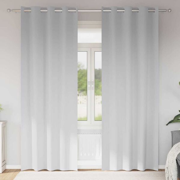 vidaXL Firany blackout z k&oacute;łkami 2 pcs Jasnoszary 260 x 140 cm
