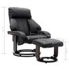 vidaXL Rozkładany fotel TV z podn&oacute;żkiem, czarny, sztuczna sk&oacute;ra
