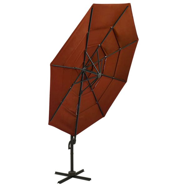 vidaXL 4-poziomowy parasol na aluminiowym słupku, terakotowy, 3x3 m