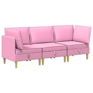 vidaXL Zestaw mebli do salonu z poduszką 3 pcs r&oacute;żowy tkanina