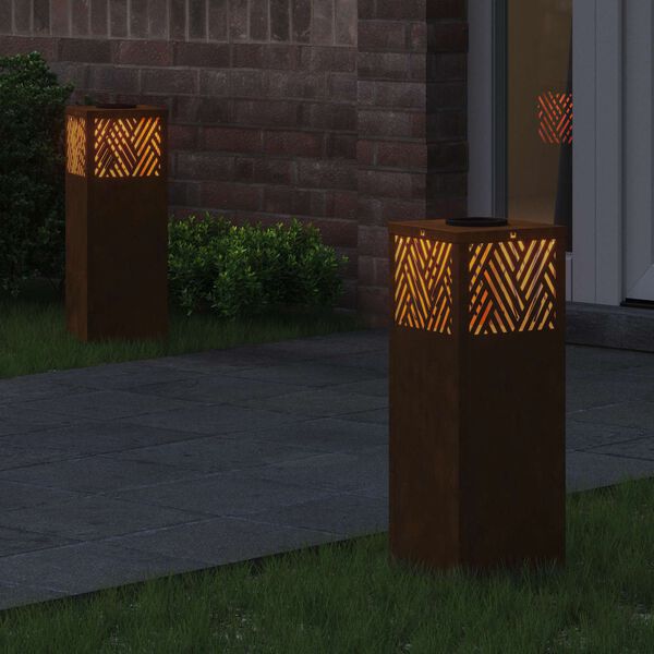 vidaXL Słoneczna LED lampa na ścieżkę 2 pcs Stal Corten Stal Corten