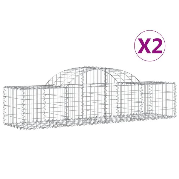 vidaXL Kosze gabionowe, 2 szt, 200x50x40/60 cm, galwanizowane żelazo