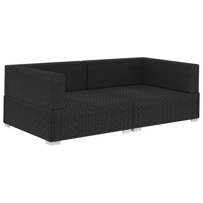 vidaXL Fotele narożne, 2 szt., z poduszkami, polirattan, czarne