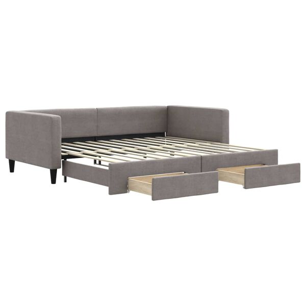vidaXL Sofa rozsuwana z szufladami, taupe, 100x200 cm, tkanina
