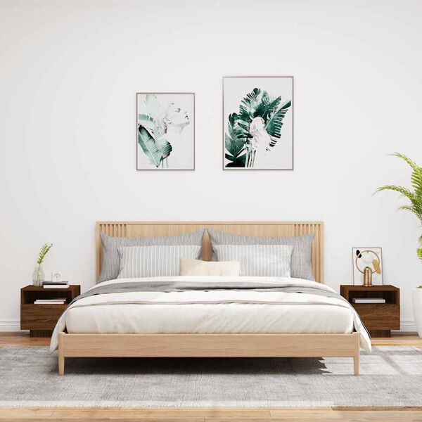vidaXL Szafki nocne z LED, 2 szt., brązowy dąb, 40x39x37 cm